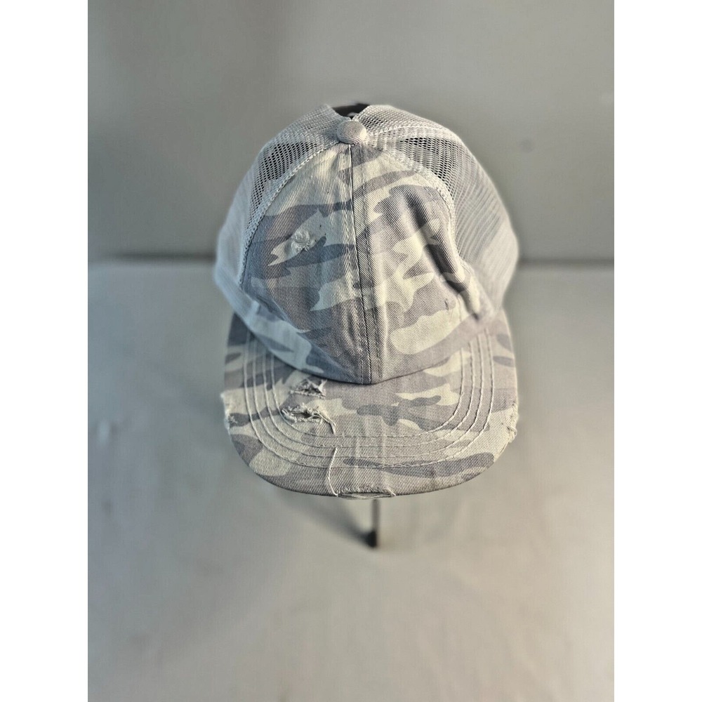 C.C. California Camouflage‎ Hat Gray White Distressed Mesh Adjustable Hat Cap